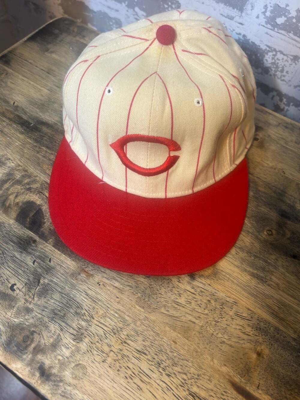 VTG New Era Wool Diamond Collection Cincinnati Reds 5950 Pro Model Pinstripe Fit